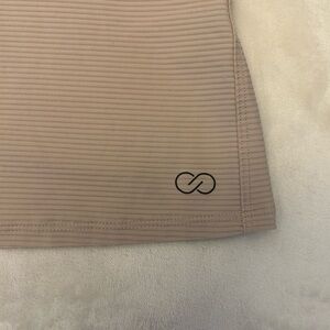 CALIA Seamless Ribbed Tank Top with Minimal Logo - BEIGE